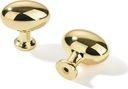 Khtumeware 10 Pack 1-3/8 inch(35mm) Polished Brass Oval Unlacquered Brass Drawer Knobs for Dresser Drawers