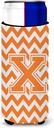 Letter X Chevron Orange and White Ultra Beverage Insulators for slim cans