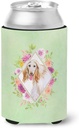 Caroline's Treasures CK4270CC Afghan Hound Green Flowers Can or Bottle Hugger Cooler Washable Drink Sleeve Collapsible Beverage Insulated Holder, Can Hugger, Multicolor