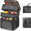 INSMEER Insulated Lunch Box for Men, 3 Compartment Men Lunch Bags & Soft Cooler Bag with Leak-Proof Lining for Work, Office, Picnic, Outdoors, Beach(Black - 20L)