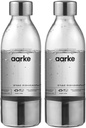 aarke Extra PET Stainless Steel Reusable Bottle for Carbonator l, ll, and 3, BPA-Free and Non-Toxic, 650 mL/22 fl oz (2-Pack)
