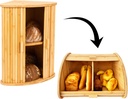 Bamboo Bread Box for Kitchen Countertop, Farmhouse Corner Bread Box for Kitchen Counter, Extra Large Capacity 2 Layer Bread Storage Container (Self-Assembly)