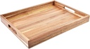 Acacia Wood Serving Tray with Handles (17 Inches) – Decorative Serving Trays Platter for Breakfast in Bed, Lunch, Dinner, Appetizers, Patio, Ottoman, Coffee Table, BBQ, Party –Great for Lap &Couch