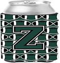 Caroline's Treasures CJ1071-ZCC Letter Z Football Green and White Can or Bottle Hugger Cooler Washable Drink Sleeve Collapsible Beverage Insulated Holder, Can Hugger, Multicolor