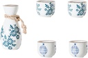 Sake Cup Set*5 Pieces Sake Set, Traditional Japanese Ceramics Sake Cup Set, Elegant Design Best Gift for Family and Friends, with 4 Sake Cups and 1 Sake Pot Mugs (Color : A)(Size:D)