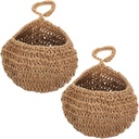 2pcs Rattan Wall Decor Fruit Basket Hanging Produce Basket Kitchen Wall Mount Woven Hanging for Kitchen