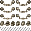 12 Pcs 3" Bail Handle Drop Pulls and 1.33" Vintage Flower Shape Cabinet Drawer Knobs Antique Bronze Cabinet Pull Handles with Screws for Drawer Dresser Closet Wardrobe