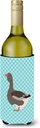 Caroline's Treasures BB8071LITERK Toulouse Goose Blue Check Wine Bottle Hugger Bottle Cooler Sleeve Hugger Machine Washable Collapsible Insulator Beverage Insulated Holder