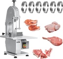 Commercial Electric Meat Bone Saw Machine, Kitchen Frozen Food Processor, Adjustable Thickness 0.6-5.9”, Butcher Band Saw with 20x15” Work Table for Chicken Fish Beef Bread