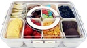 Snack Box Container, Divided Serving Tray with Lid and Handle, Snackle Box Container, Snack Organizer for Adults Fruit Veggie Tray, Perfect for Picnic,Concerts Entertaining（1 Pack）
