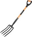 Garden Fork with Ergonomic Handle, Fiberglass Handle，4-Tine Pitchforks for Gardening Digging Composting Spading.