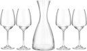 Crystalex Bohemia 31A48/SET Giselle 5-pcs Wine Set, Decanter 40.5 oz (1200ml) + 4 Wine Glasses 15.4 oz (455ml), Cristallin Glass, Drinkware