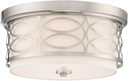Kira Home Sienna 13" Modern 2-Light Flush Mount Ceiling Light + Metal Drum Shade + White Fabric Shade + Round Frosted Glass Diffuser, Brushed Nickel Finish