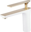 Bathroom Sink Faucet White/Gold Painting Single Handle Bowl Basin Mixer Tap Single Hole Lavatory Vanity Sink Faucets Gudetap GT7507WG