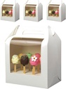 4 Pack Portable Cake Boxes, Cake Carrier Boxes with Clear Window, Handheld Cake Storage Containers With 33 Hole Positions, Cake Display Boxes for Transport and Gifting (White)