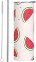 20ozPink watermelon stainless steel straw lid cup, double-layer stainless steel, can be drunk directly or with a straw