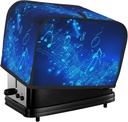 Blue Musical Notes 2 Slice Toaster Covers Dustproof Splash-Proof Bread Machine Cover Fingerprint Protectors Small Washable Kitchen Appliance Cover Universal Size