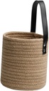 CHILDWEET Cotton Hanging Storage Basket Leather Handle Wall Basket Decor for Flower Kitchen Sundries Holder