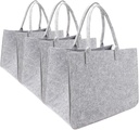 Kitchen Reusable Grocery Bags Felt Tote Bags 3pcs for Grocery Shopping Felt Bags (16"x12"x10", Dark Grey)