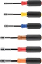 Klein Tools 65411 Hollow-Shaft Nut Driver Set, Heavy-Duty, Color-Coded Hex Sizes 1/4 to 9/16-Inch, Cushion-Grip Handles, 6-Piece