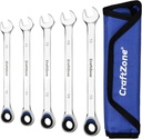 5-Piece Ratcheting Wrench Set (10/11/13/14/15mm) - 72-Tooth Cr-V Steel Ratchet Wrenches Set Metric for AutoMotorcycle | Bike | Furniture | Electronics - Professional Ratchet Set for Men