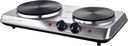 OVENTE Electric Countertop Double Burner, 1700W Cooktop with 7.25" and 6.10" Cast Iron Hot Plates, Temperature Control, Portable Cooking Stove and Easy to Clean Stainless Steel Base, Silver BGS102S
