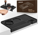 Espresso Tamping Mat, Coffee Tamper Mat, Food Grade Silicone 10.43″×5.63″ Portafilter Mat for Barista Espresso Machine Acceessories, Waterproof Heat Resistant Tamp Station for counter (Black)