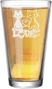 Love Cat Pint Glasses Set of 2 Highball Water Glasses Cups Sets 16 oz Tall Drinking Glasses Beer Juice Cocktails Wine Iced Tea Bar Glasses Gifts for Valentines Day Newlyweds Anniversary