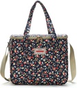 Reusable Lunch Bags for Women Girls, Insulated lunch Box with Adjustable Shoulder Strap, Cute Thermal Cooler tote Bag for School/Beach/Hiking/Picnic/Workout-Navy Floral
