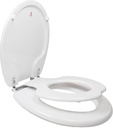 TinyHiney Potty Round Toilet Seat, Adult/Child, w/Slow Close Chromed Metal Hinges, Wood, White