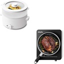 Electric Steamer for Cooking, 2L Ceramic Glaze Non-stick Pot, Dual Power Multi-functional Electric Cooker & Portable Induction Cooktop, Countertop Burner Hot Plate 1500W With Sensor Touch