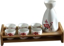 Ceramic Sake Set, Sake Set with Shelf 7Piece Sake Cup Set Traditional Porcelain Pottery Ceramic Cups Crafts Wine Glasses,F