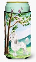Caroline's Treasures CK1999TBC Under the Tree White Poodle Tall Boy Hugger Can Cooler Sleeve Hugger Machine Washable Drink Sleeve Hugger Collapsible Insulator Beverage Insulated Holder