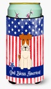 Caroline's Treasures BB3096TBC Patriotic USA Wire Fox Terrier Tall Boy Hugger Can Cooler Sleeve Hugger Machine Washable Drink Sleeve Hugger Collapsible Insulator Beverage Insulated Holder