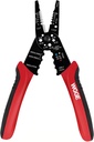 WGGE WG-015 Professional 8-inch Wire Stripper/Crimping Tool, Cable Cutter/Crimper, Wiring and Multi-Function Hand Tool, Red With Black