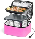 HOTLOGIC Mini XP Portable Electric Lunch Box Food Heater - Expandable Food Warmer Tote and Heated Lunchbox for Adults Work/Car/Home - Easily Cook, Reheat, and Keep Your Food Warm - PINK - 120V