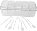 Multi-compartment Condiment Server Set Section Food Dispenser for Salad Fruit Ice Includes Tongs and Forks for Easy Serving for Home and Outdoor Use