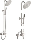 gotonovo SUS304 Outdoor Shower Fixture High Pressure Shower System Wall Mount 2 Dual Function Single Handle Shower Kit with 8 Inch Shower Head and Handheld Spray Shower Faucet Combo, Brushed Nickel