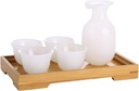 6 Pieces Sake Set, Traditional Retro Jade Porcelain Ceramics Sake Cup Set, Elegant Design Best Gift for Family and Friends, with Tray Cups