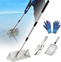 Sand Flea Rake, Long Handle Sand Sifter for The Beach, Stainless Steel Shark Tooth Sifter Comes with A 16-Inch Wide Mesh Screen for Collecting Fleas, Shark Teeth, and Seashells