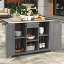 Merax 52.25" W Outdoor Grill Cart with Stainless Steel Tabletop, Patio Kitchen Island Storage Cabinet for BBQ, Bar