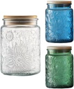 ANSQU Vintage Glass Jars, Candy Jars with Lids, 23.7oz Vintage Colored Mason Jar for Kitchen Decorative Jar for Coffee Tea Candy Cookies, Cute Jar
