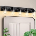 IZORRO Bathroom Vanity Light Fixture, 5-Light 36 Inch Matte Black Bathroom Light Fixtures Over Mirror, with Clear Glass Shade, Modern Farmhouse Vanity Lights, Rustic Restroom Lighting Fixtures