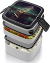 Bento Box Adult Lunch Box Lunchable Food Container with Utensil Dream Music Box Lunchbox Leak-Proof Lunch Containers Double Layer Bento Box for Dining Out Work Picnics Travel