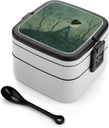 Bento Lunch Box for Women Lunch Containers for Adults Twisted Branch Drawing Double Layered Lunchbox Large Capacity Bento Box with Cutlery for Work Picnic Camping Travel