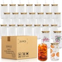 AGH 16OZ Sublimation Glass Cups With Bamboo Lids And Plastic Straws,Clear Glass Can Tumbler For Ice Coffe Smoothie Whiskey Boba Soda Tea Gift,Reusable Glass Water Cup For DIY,25Pack