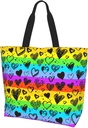 Rainbow Pride LGBT Reusable Grocery Bags Large Tote Bags for Women Men Shopping, Travel,Picnic