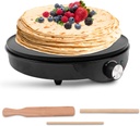 Griddle Crepe Maker with Batter Spreader Electric Crepe Pan Wooden Spatula US Plug Non Stick 12in Crepe Maker for Kitchen Cooking