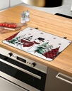 Winter Countertop Burners Protection Mats for Kitchen, Snowman with Scarf Christmas Tree Snowflakes Linen Rubber Stove Top Cover Mat, Heat Proof Mats Cooktop Cover for Counter Dish Drying Mat, 31"x24"