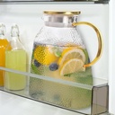 Hedume Fridge Door Water Pitcher, 1.8 Liter/60oz Gold Lid, High Borosilicate Glass Leakproof Ice Tea Pitcher for Hot or Cold Beverage